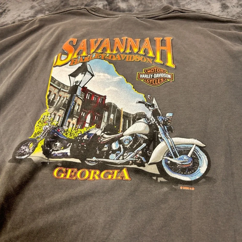 Harley-Davidson Motor Cycle Savannah Georgia T-Shirt Men 3XL Gray Cotton Stretch